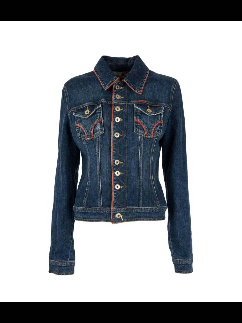 D&G Dark Wash Denim Jacket with Red Contrast Stitching